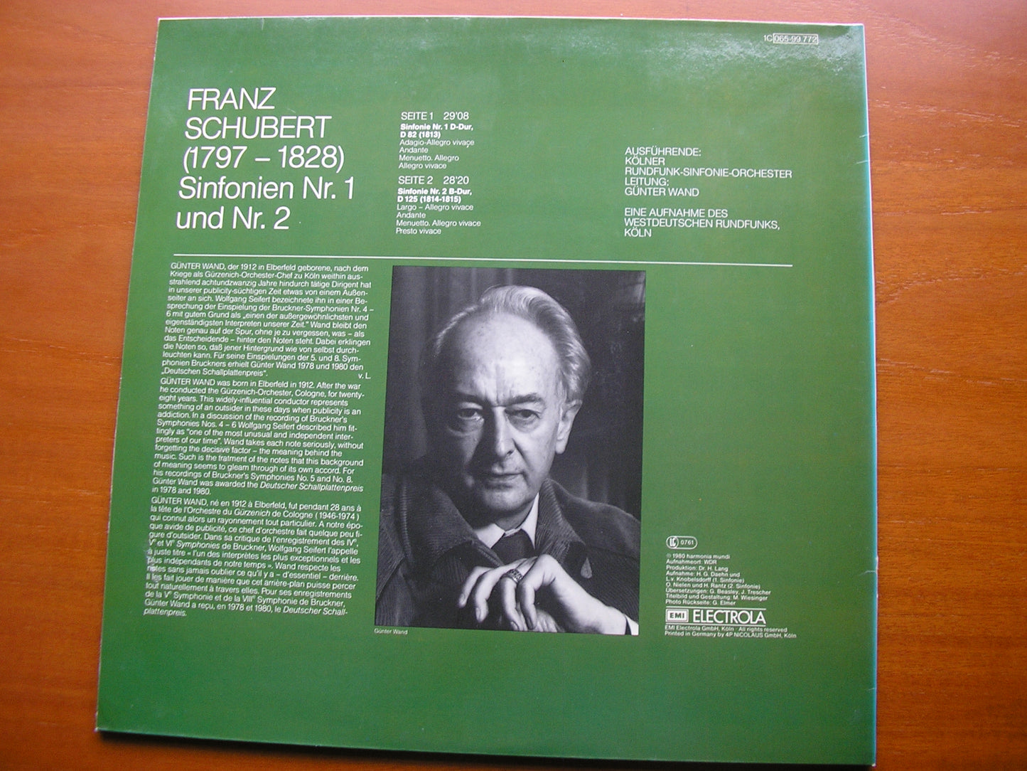 SCHUBERT: SYMPHONIES Nos. 1 & 2     WAND / COLOGNE RADIO SYMPHONY    065 99 772