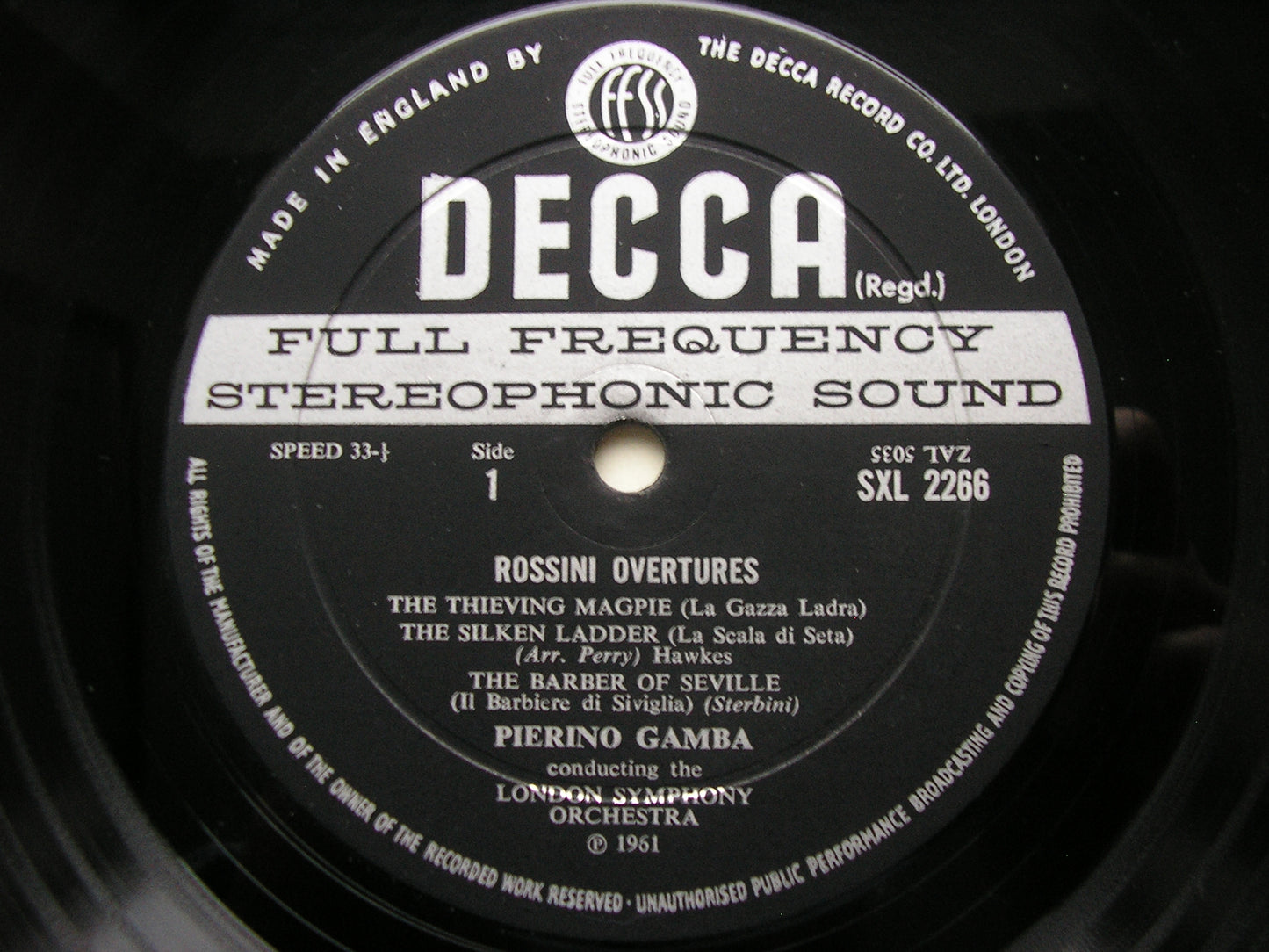 ROSSINI: FIVE OVERTURES     GAMBA / LONDON SYMPHONY    SXL 2266