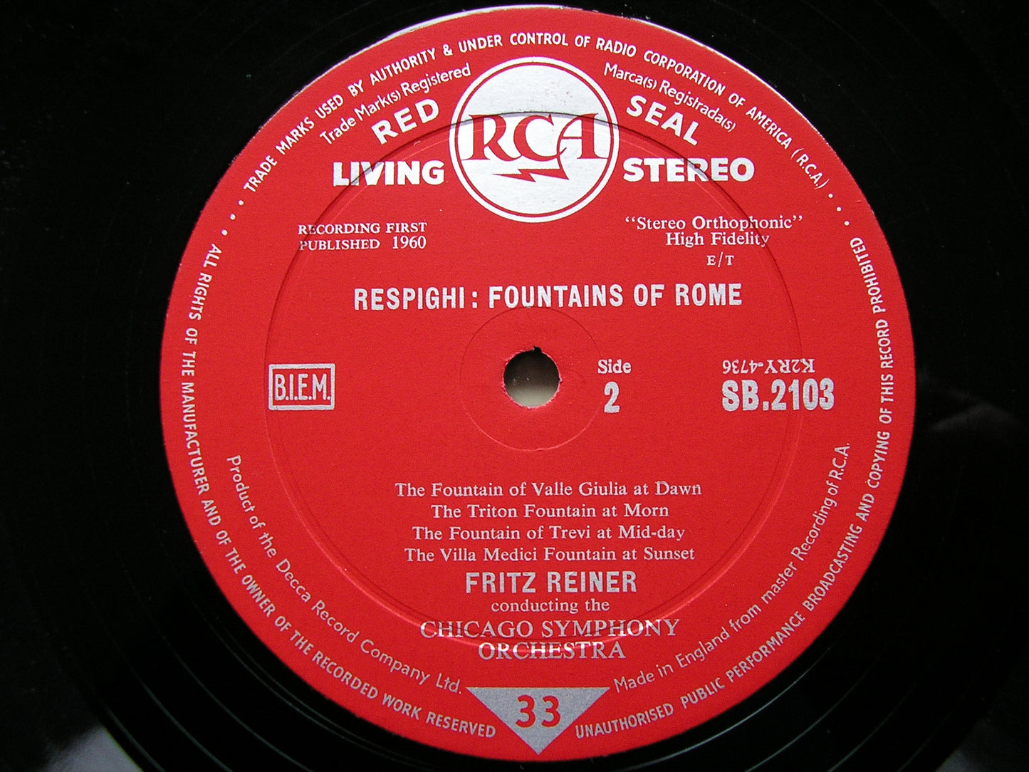 RESPIGHI: PINES OF ROME / FOUNTAINS OF ROME   REINER / CHICAGO SYMPHONY  SB 2103