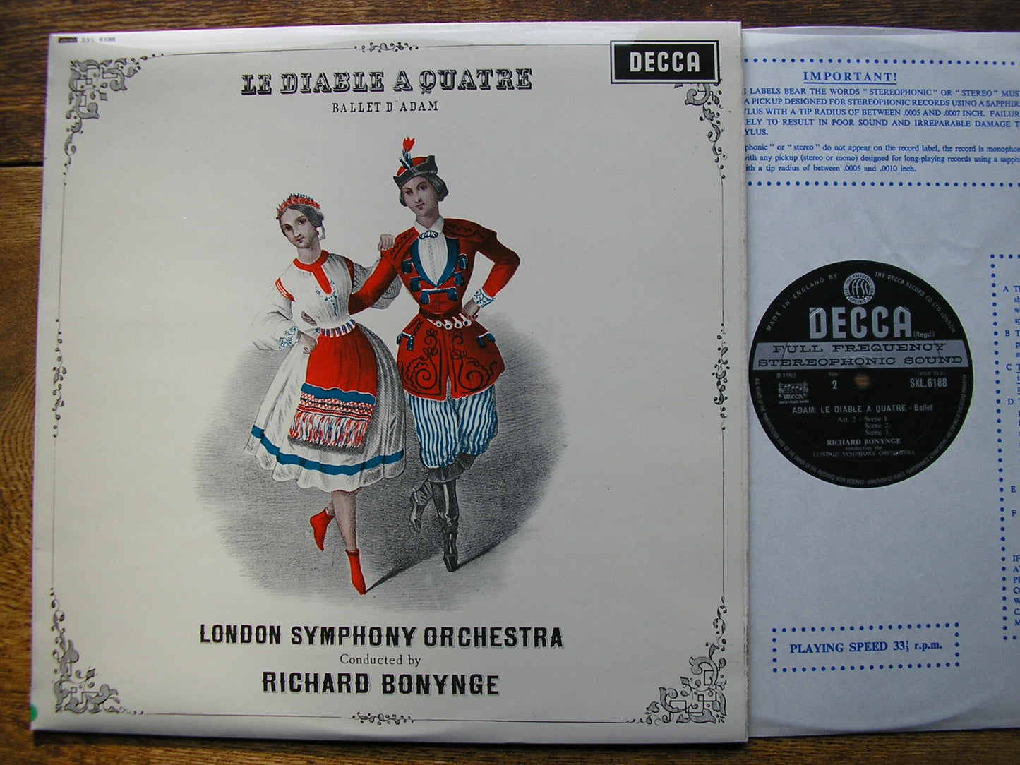 ADAM: LE DIABLE A QUATRE  LONDON SYMPHONY / BONYNGE  SXL 6188