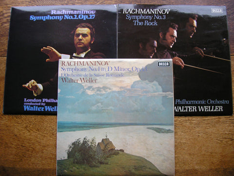 RACHMANINOV: THE SYMPHONIES / THE ROCK   LONDON PHILHARMONIC / SUISSE ROMANDE / WELLER  SXL 6583 / 6623 / 6720