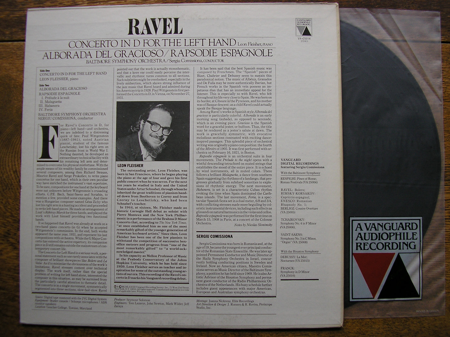 RAVEL: CONCERTO FOR THE LEFT HAND / RAPSODIE / ALBORADA   FLEISHER / BALTIMORE SYMPHONY / COMISSIONA  VA 25014