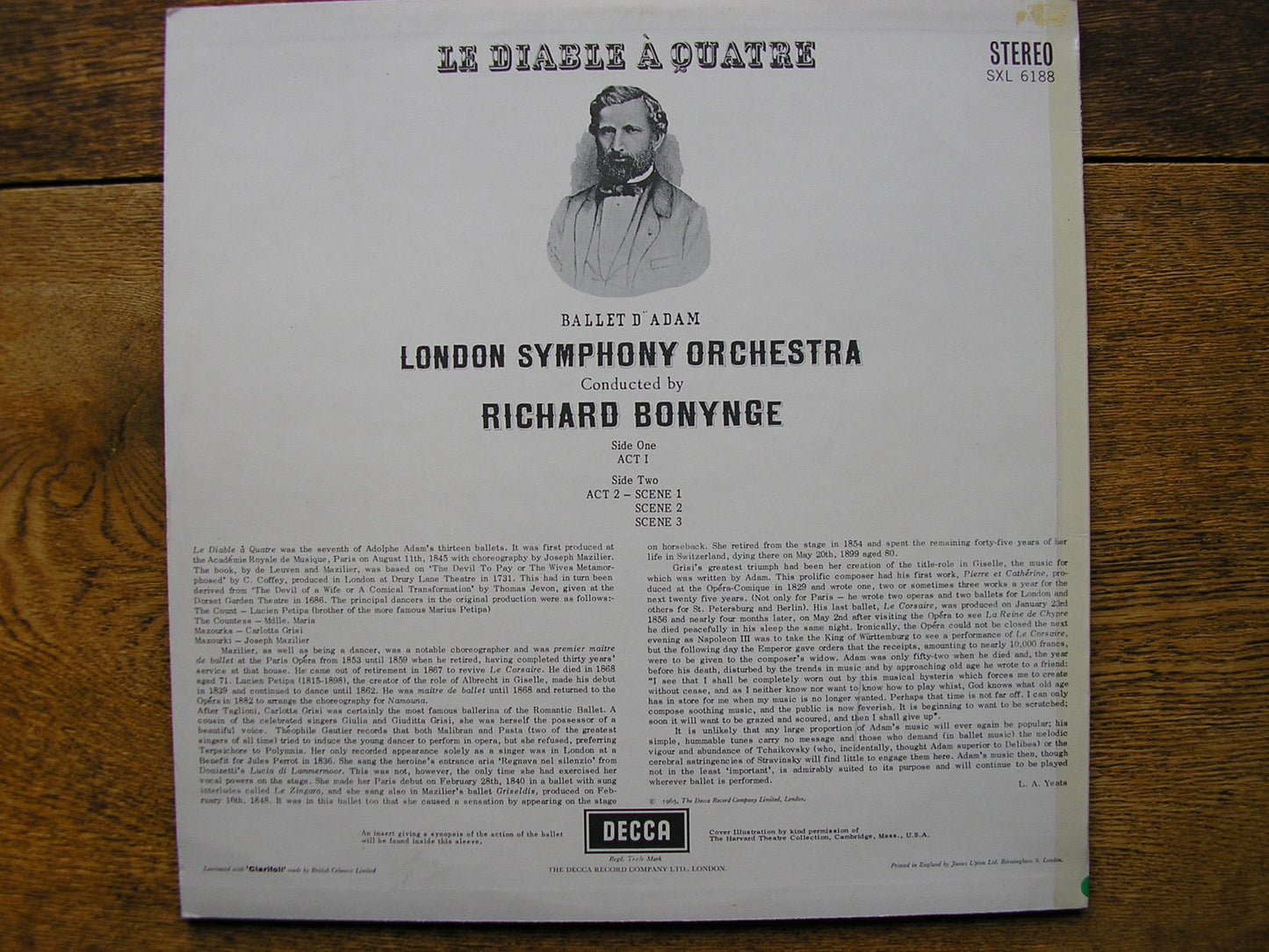 ADAM: LE DIABLE A QUATRE  LONDON SYMPHONY / BONYNGE  SXL 6188