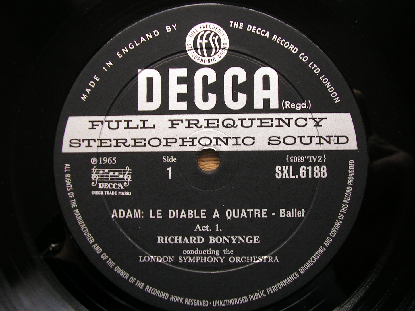ADAM: LE DIABLE A QUATRE  LONDON SYMPHONY / BONYNGE  SXL 6188