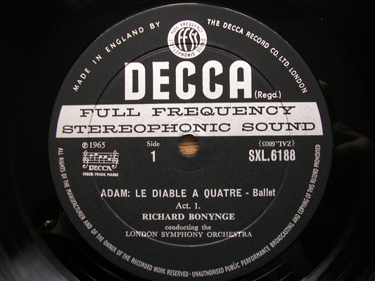 ADAM: LE DIABLE A QUATRE  LONDON SYMPHONY / BONYNGE  SXL 6188