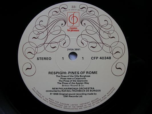 RESPIGHI: FOUNTAINS OF ROME / PINES OF ROME / STRAVINSKY: FIREWORKS / CIRCUS POLKA    DE BURGOS / NEW PHILHARMONIA   CFP 40348