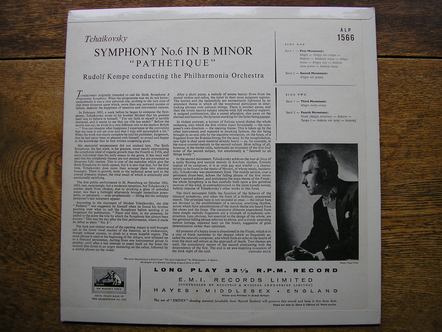 TCHAIKOVSKY: SYMPHONY No. 6  KEMPE /  PHILHARMONIA ORCHESTRA  ALP 1566
