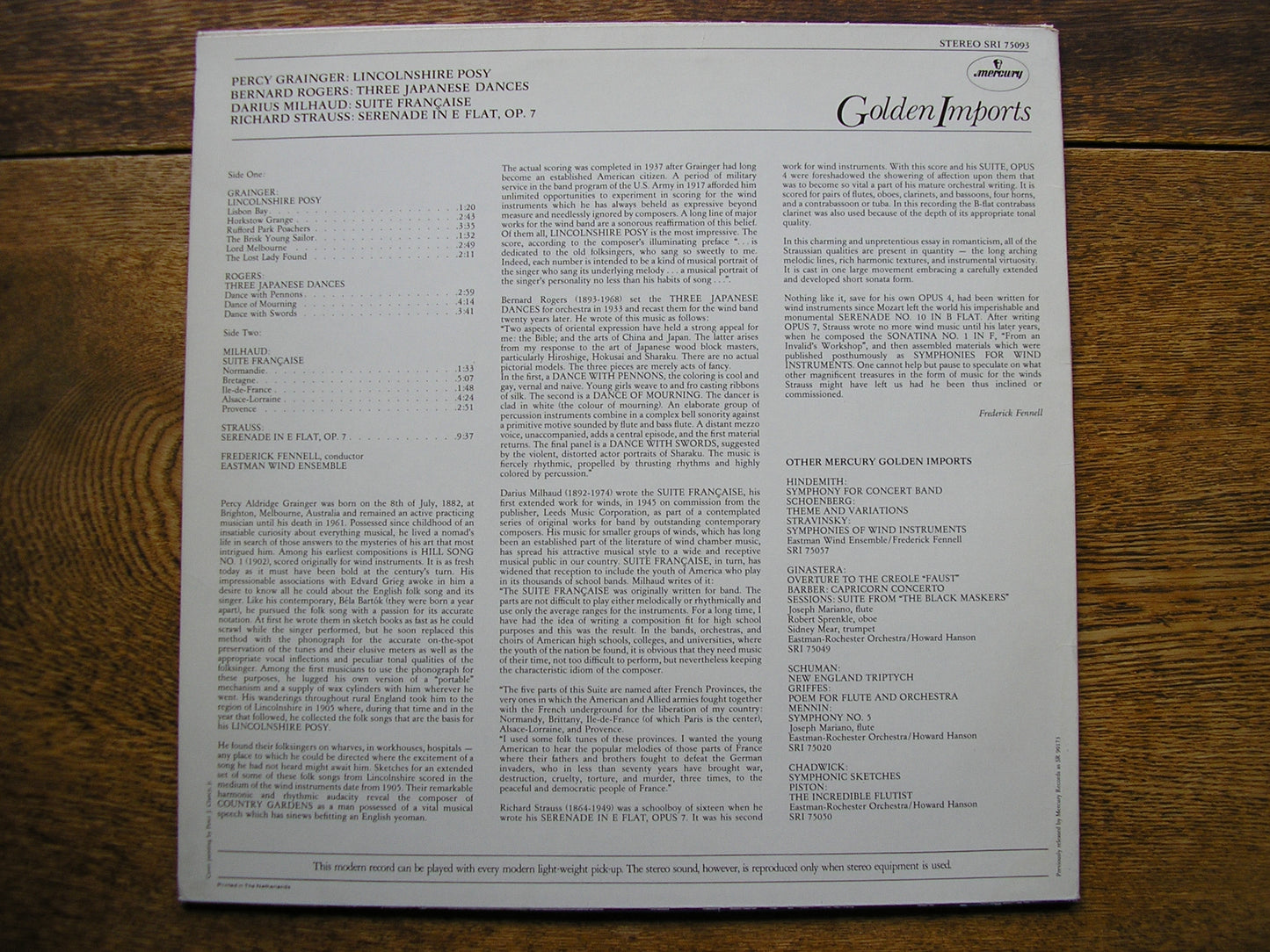 ROGERS: 3 JAPANESE DANCES / GRAINGER: LINCOLNSHIRE POSY  FENNELL / EASTMAN WIND   SRI 75093