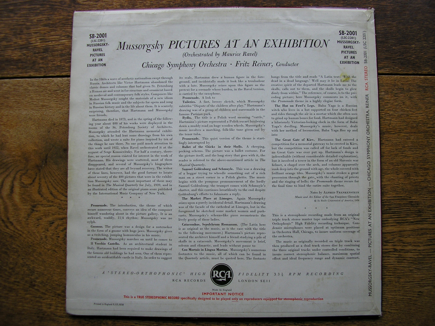 MUSSORGSKY: PICTURES AT AN EXHIBITION   REINER / CHICAGO SYMPHONY  SB 2001