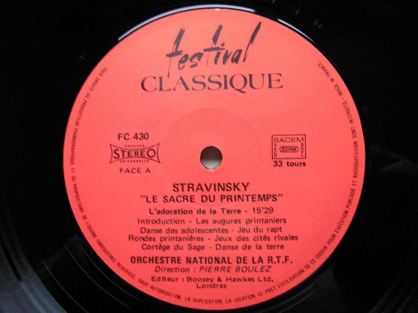 STRAVINSKY: THE RITE OF SPRING / 4 ETUDES FOR ORCHESTRA   BOULEZ / FNRO  FC430