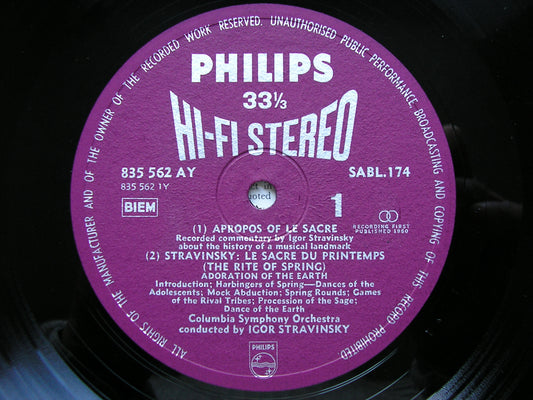 STRAVINSKY: THE RITE OF SPRING  STRAVINSKY / COLUMBIA SYMPHONY  SABL 174