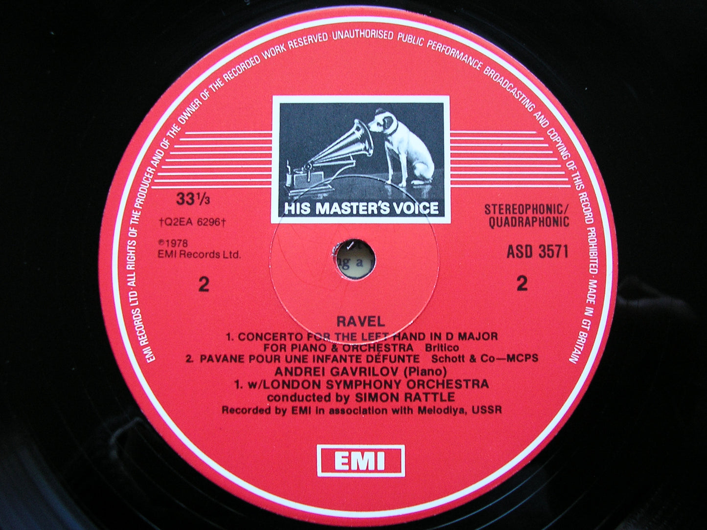 RAVEL: CONCERTO FOR THE LEFT HAND / PROKOFIEV: PIANO CONCERTO No. 1  GAVRILOV / LONDON SYMPHONY / RATTLE   ASD 3571
