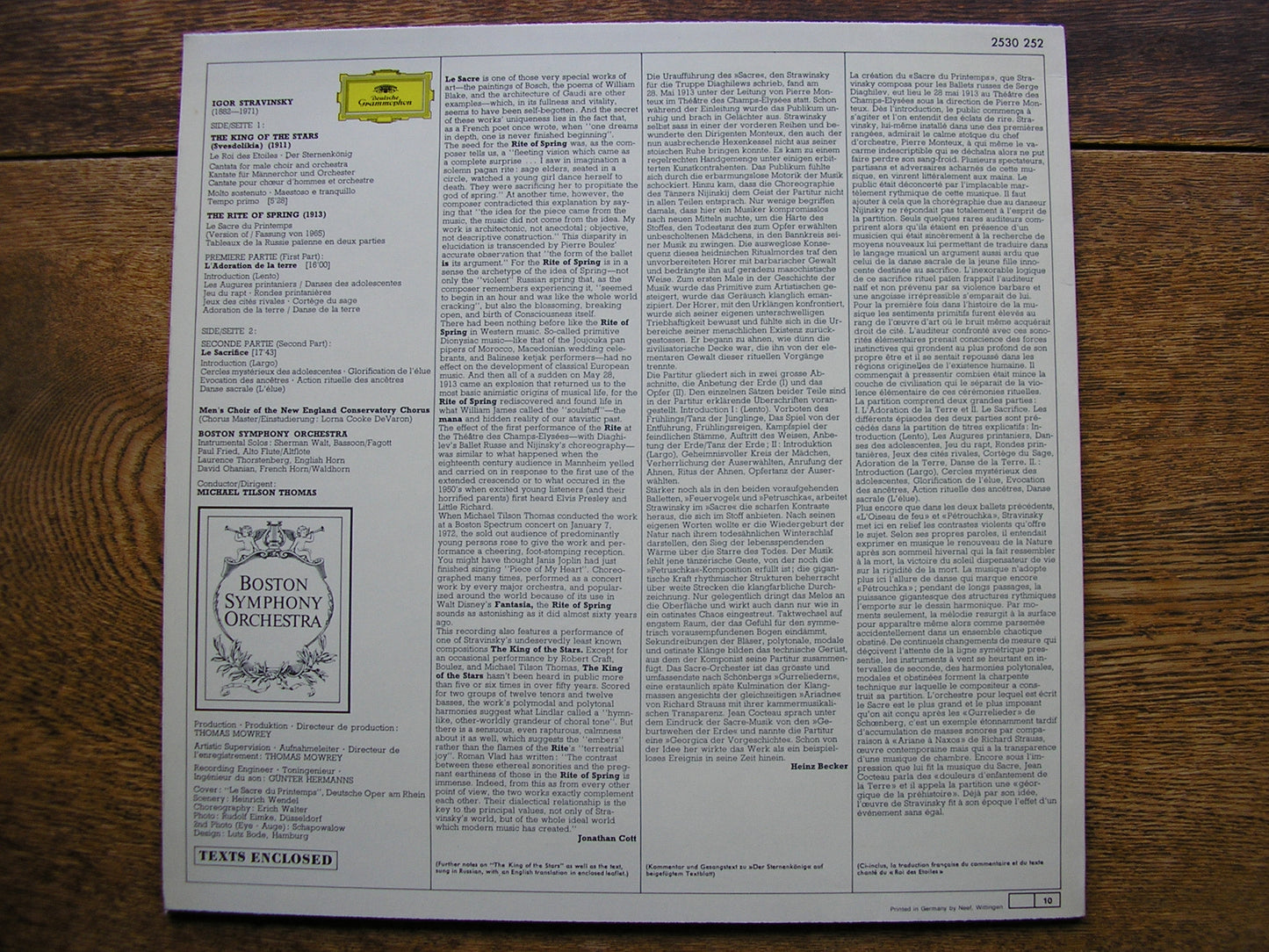 STRAVINSKY: THE RITE OF SPRING / KING OF THE STARS   TILSON THOMAS / BOSTON SYMPHONY  2530 252