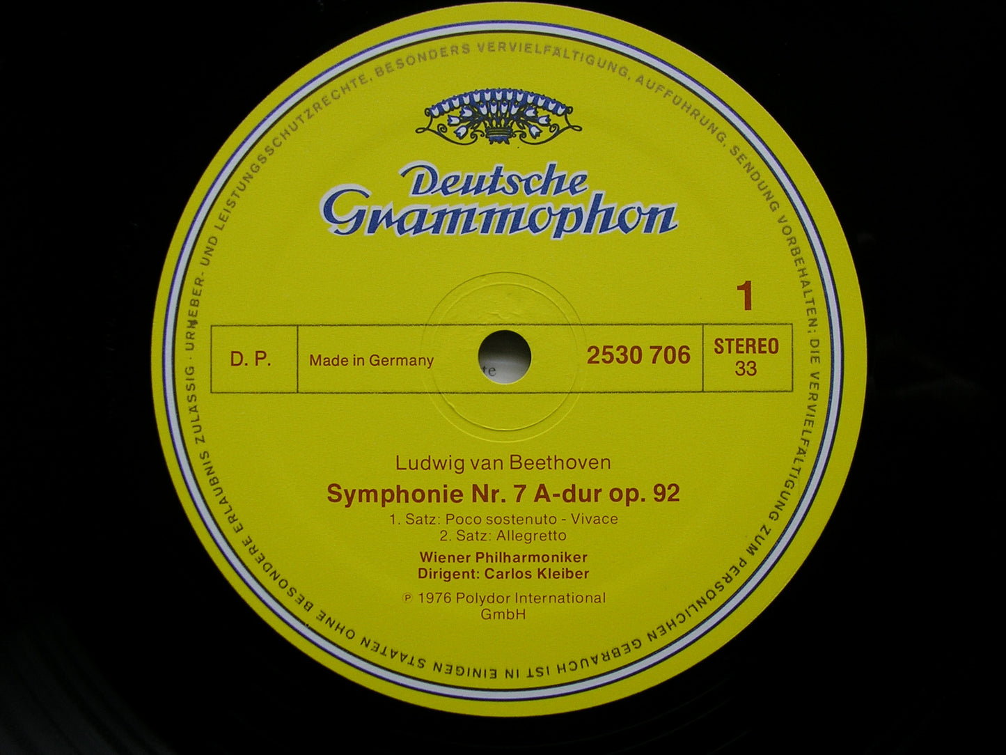 BEETHOVEN: SYMPHONY No. 7   KLEIBER / VIENNA PHILHARMONIC   2530 706