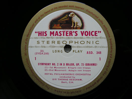 BRAHMS: SYMPHONY No. 2   BEECHAM / ROYAL PHILHARMONIC  ASD 348