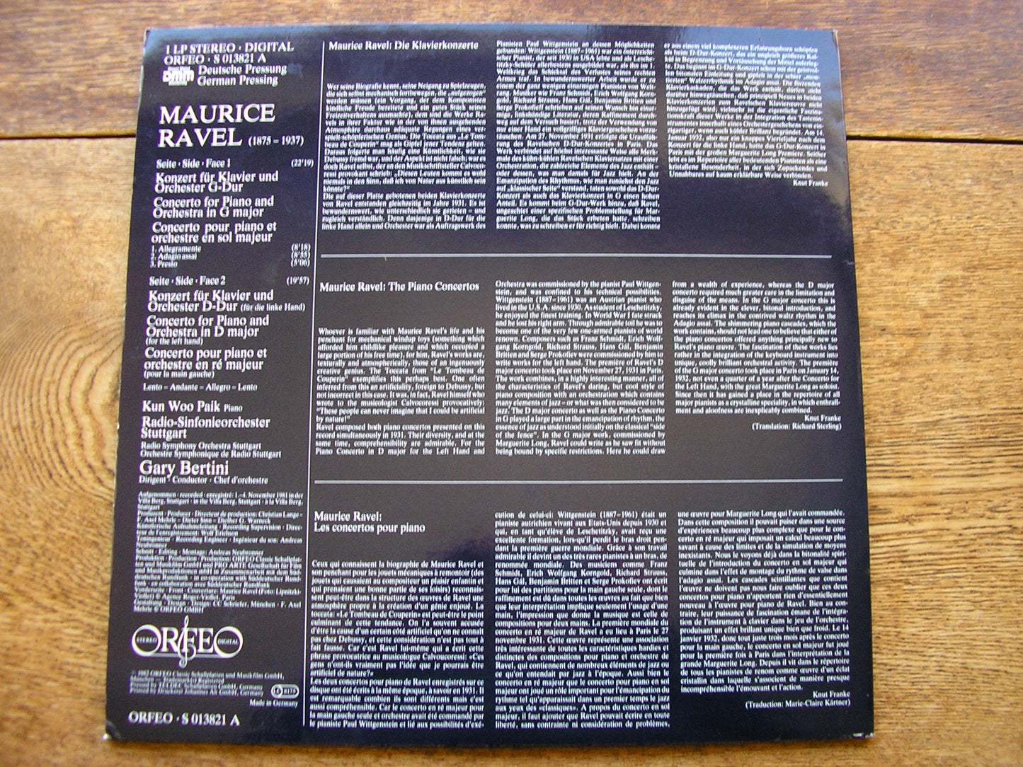 RAVEL: THE PIANO CONCERTOS   KUN WOO PAIK / STUTTGART RSO / BERTINI   S013821A