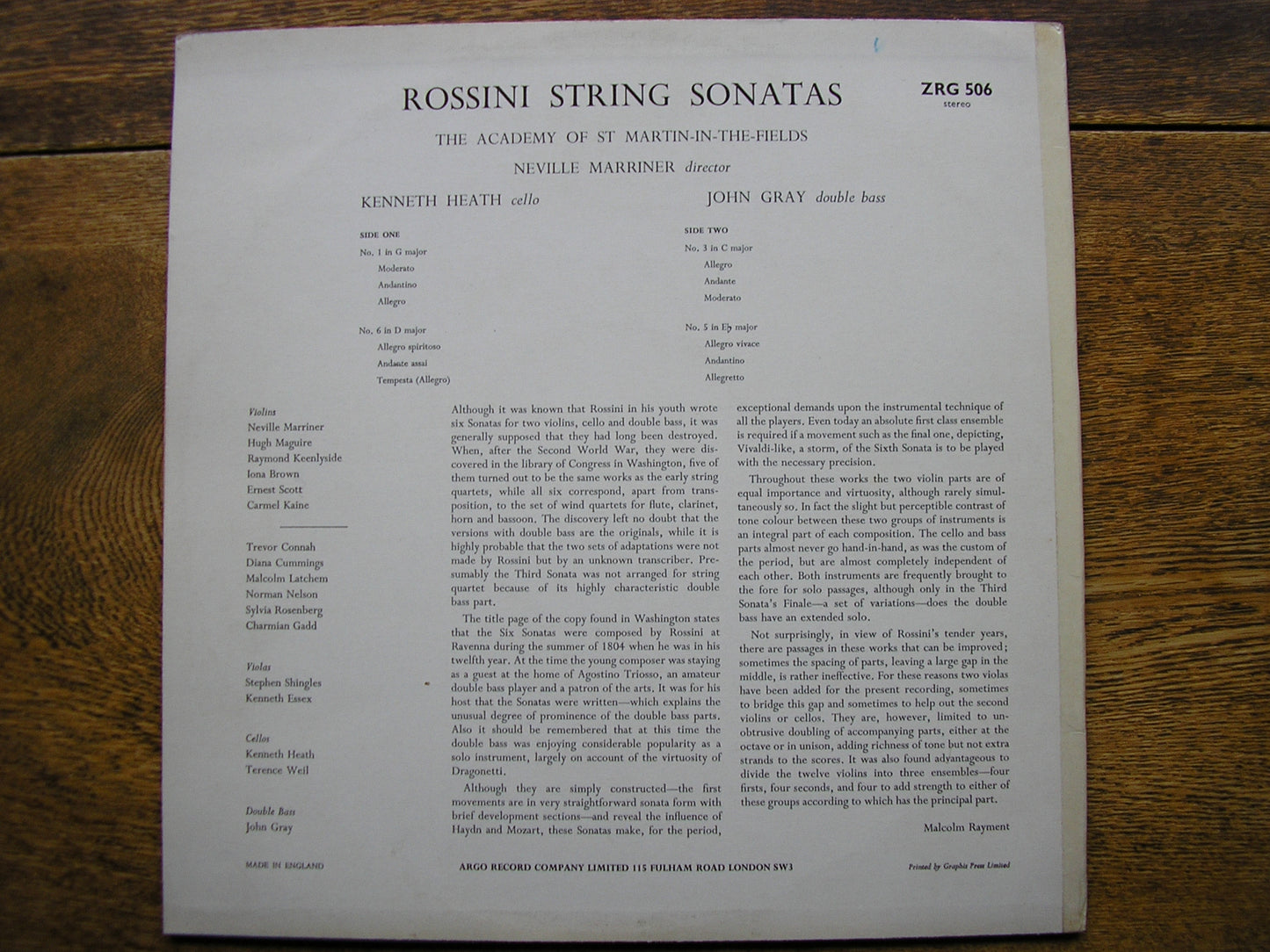 ROSSINI: STRING SONATAS   MARRINER / ASMIF   ZRG 506