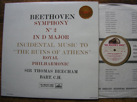 BEETHOVEN: SYMPHONY No. 2 / THE RUINS OF ATHENS  BEECHAM / ROYAL PHILHARMONIC  ASD 287
