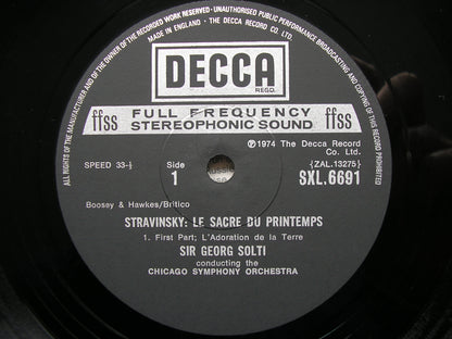 STRAVINSKY: THE RITE OF SPRING   SOLTI / CHICAGO SYMPHONY ORCHESTRA  SXL 6691