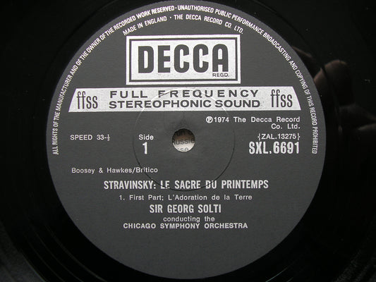 STRAVINSKY: THE RITE OF SPRING   SOLTI / CHICAGO SYMPHONY ORCHESTRA  SXL 6691