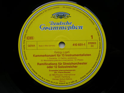 LIGETI: CHAMBER CONCERTO / RAMIFICATIONS / AVENTURES   BOULEZ / ENSEMBLE INTERCONTEMPORAIN  410 651
