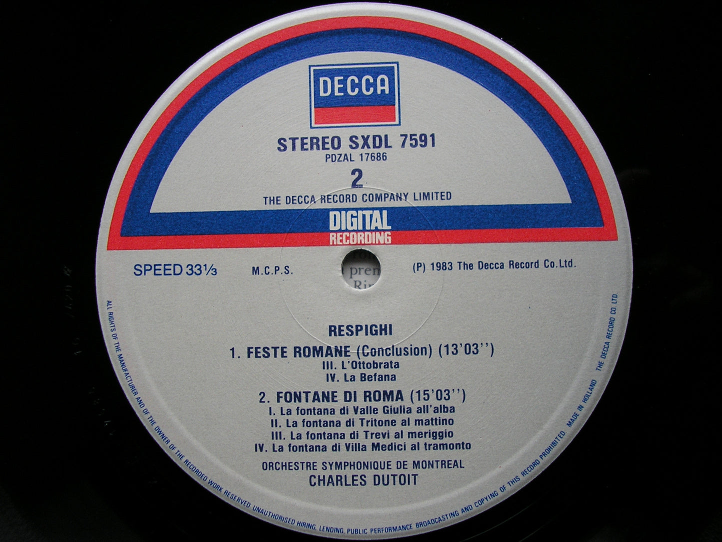 RESPIGHI: PINES OF ROME / FOUNTAINS OF ROME / ROMAN FESTIVALS  DUTOIT / MONTREAL SYMPHONY  SXDL 7591