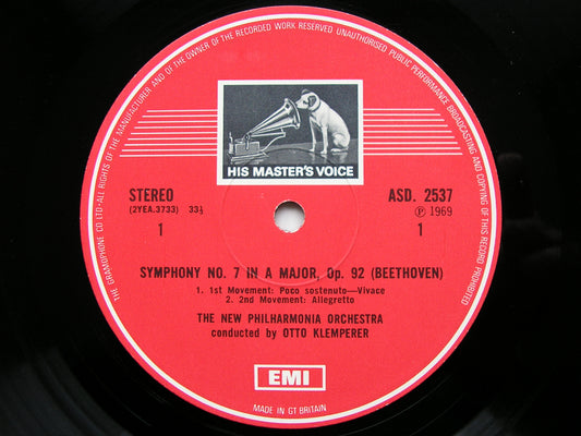 BEETHOVEN: SYMPHONY No. 7 / KLEMPERER: RAMEAU VARIATIONS   OTTO KLEMPERER / NEW PHILHARMONIA   ASD 2537