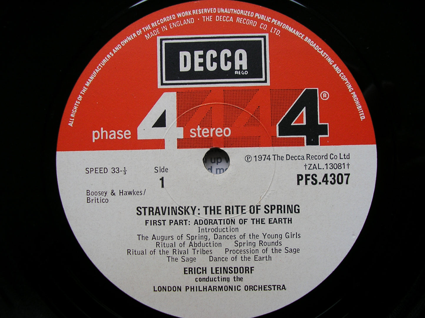 STRAVINSKY: THE RITE OF SPRING  LEINSDORF / LONDON PHILHARMONIC   PFS 4307