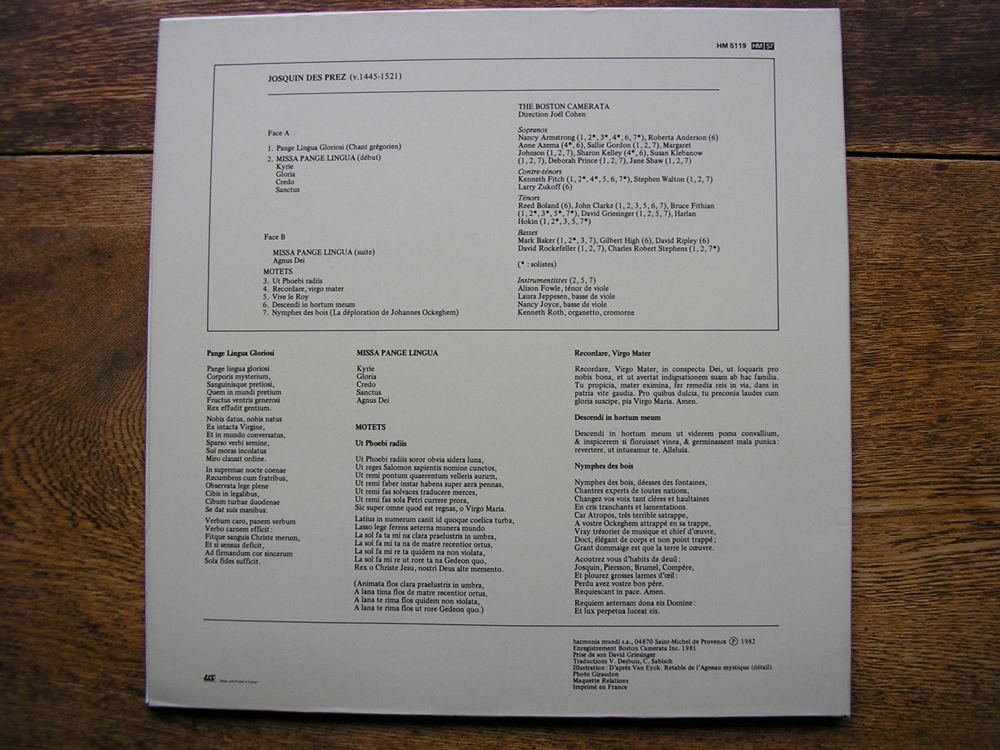 JOSQUIN DES PREZ: MISSA PANGE LINGUA  BOSTON CAMERATA / COHEN  HM 5119