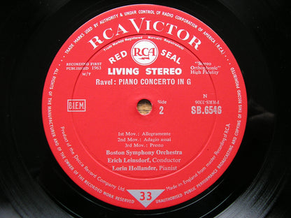 RAVEL: PIANO CONCERTO in G / DELLO JOIO: FANTASY & VARIATIONS  HOLLANDER / BOSTON SYMPHONY / LEINSDORF  SB 6546