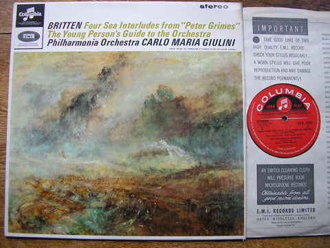 BRITTEN: YOUNG PERSON'S GUIDE / FOUR SEA INTERLUDES   GIULINI / PHILHARMONIA  SAX 2555