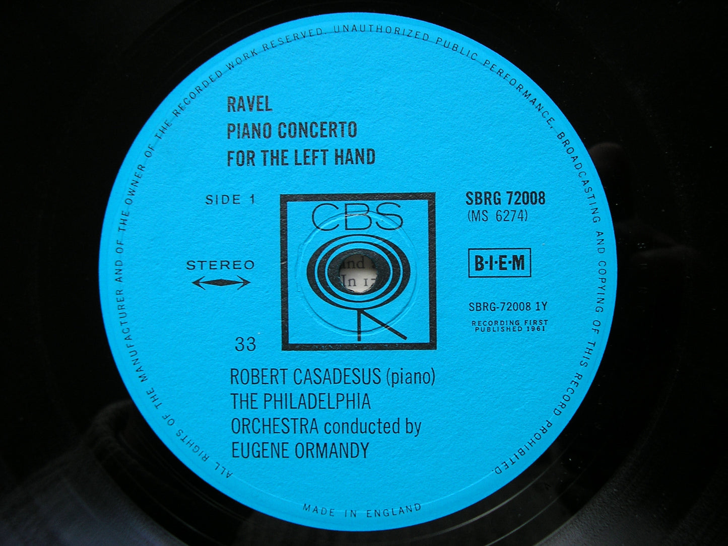 RAVEL: CONCERTO FOR THE LEFT HAND / MOZART: CONCERTO K365    CASADESUS / PHILADELPHIA / ORMANDY    SBRG 72008