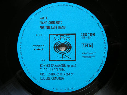 RAVEL: CONCERTO FOR THE LEFT HAND / MOZART: CONCERTO K365    CASADESUS / PHILADELPHIA / ORMANDY    SBRG 72008