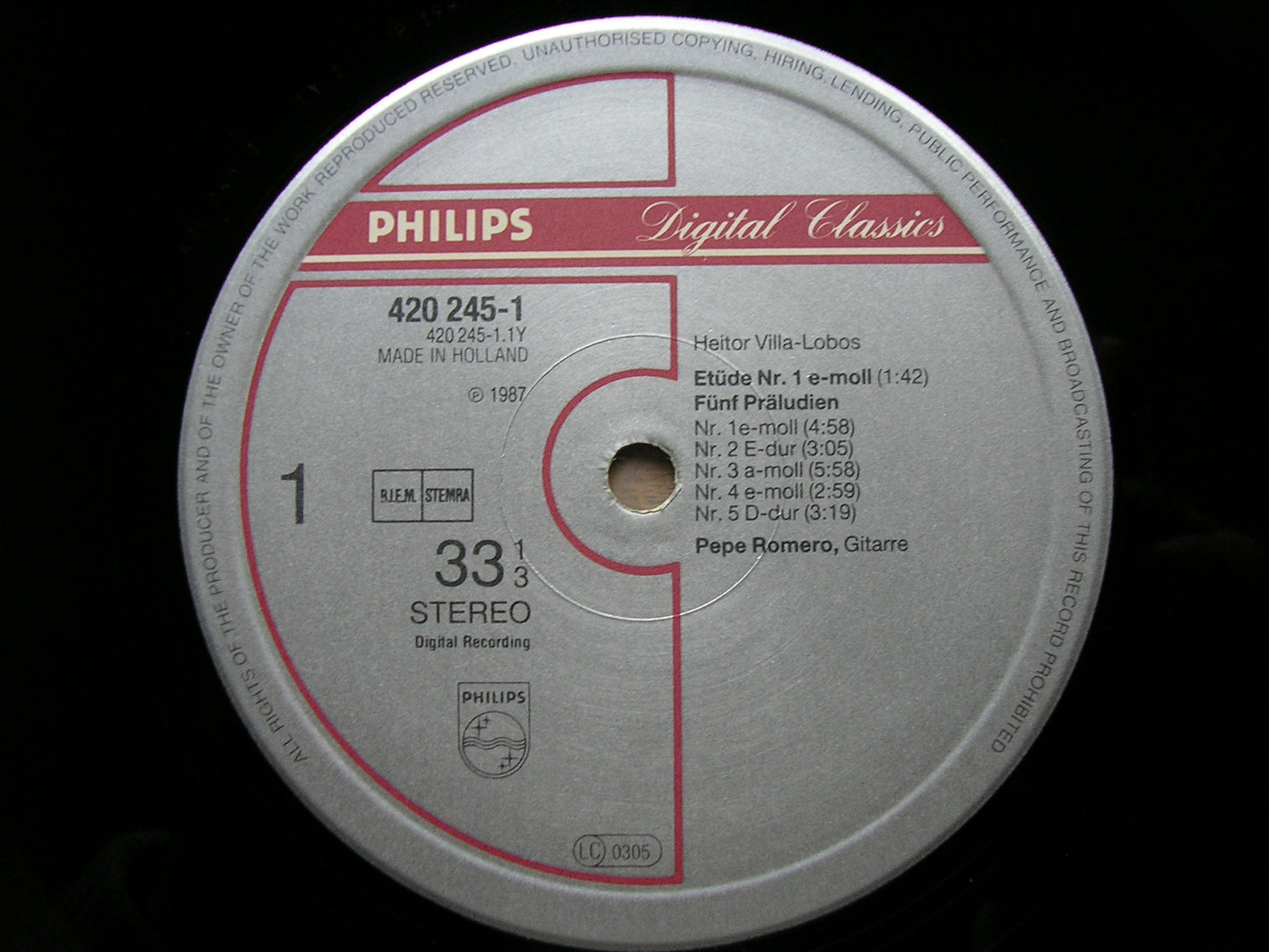 VILLA - LOBOS: 5 PRELUDES / ETUDE No.1 / SUITE POPULAIRE    PEPE ROMERO    420 245