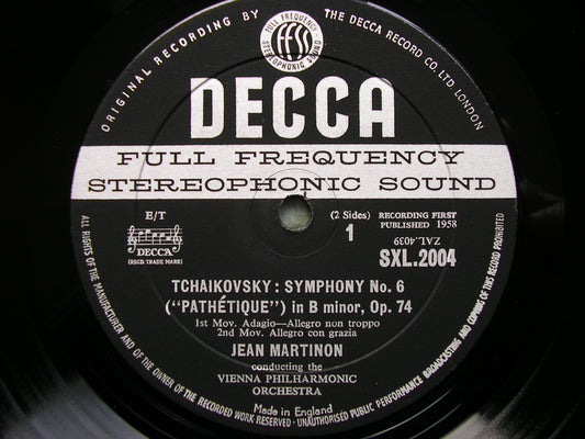 TCHAIKOVSKY: SYMPHONY No. 6   MARTINON / VIENNA PHILHARMONIC    SXL 2004