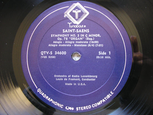 SAINT - SAENS: SYMPHONY No. 3 / 'HENRY VIII' Ballet-Divertissement    FROMENT / RADIO LUXEMBOURG ORCHESTRA   QTV-S 34600