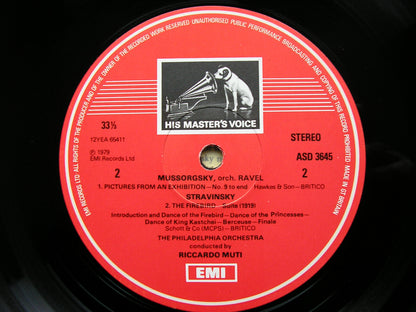 MUSSORGSKY: PICTURES AT AN EXHIBITION / STRAVINSKY: FIREBIRD SUITE   MUTI / PHILADELPHIA ASD 3645