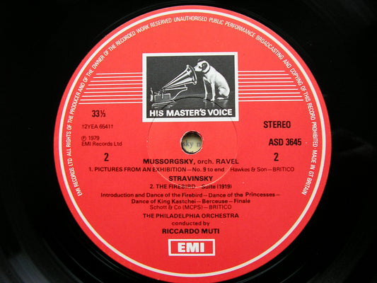 MUSSORGSKY: PICTURES AT AN EXHIBITION / STRAVINSKY: FIREBIRD SUITE   MUTI / PHILADELPHIA ASD 3645
