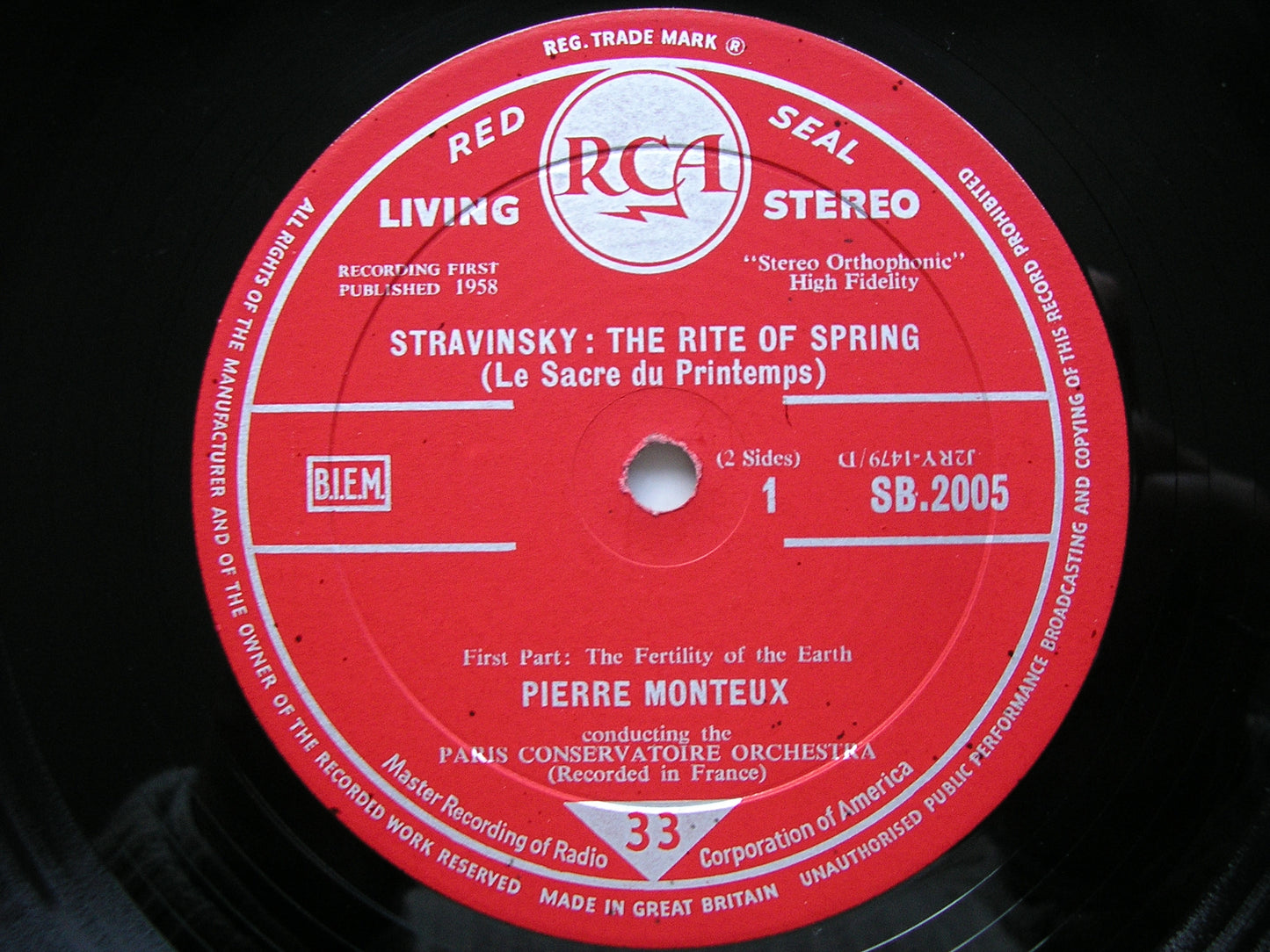 STRAVINSKY: THE RITE OF SPRING  MONTEUX / PARIS CONSERVATOIRE  SB 2005