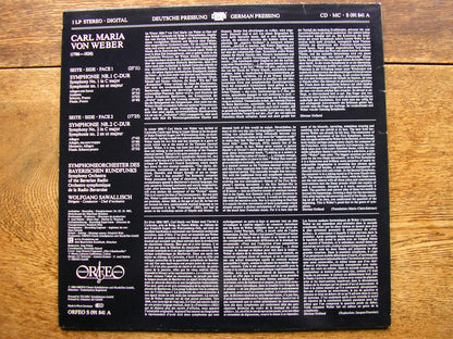 WEBER: SYMPHONIES Nos. 1 & 2  SAWALLISCH / BAVARIAN RADIS SYMPHONY  S 091 841 A