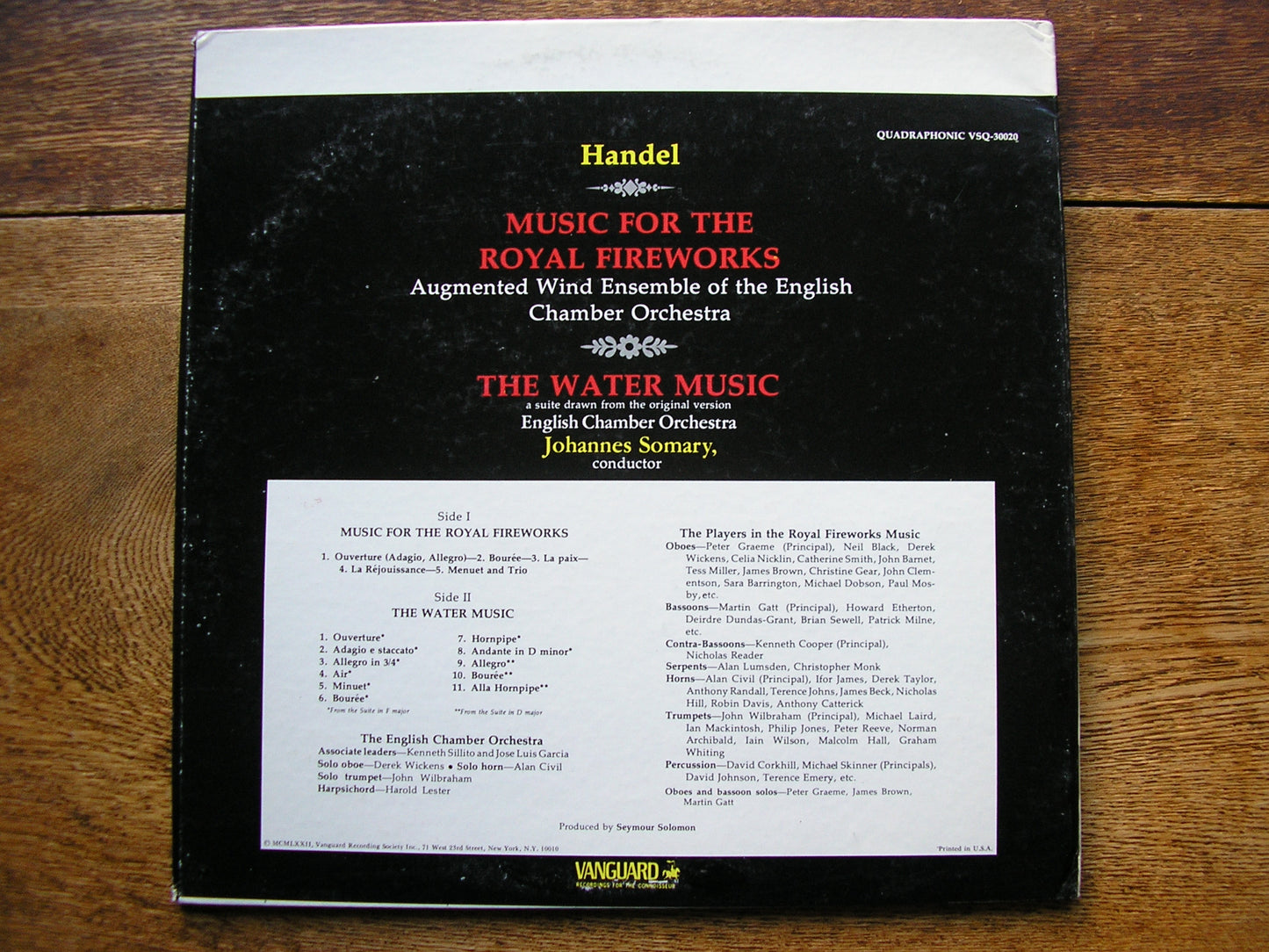 HANDEL: ROYAL FIREWORKS MUSIC / THE WATER MUSIC  SOMARY / ENGLISH CHAMBER ORCHESTRA  VSQ 30020