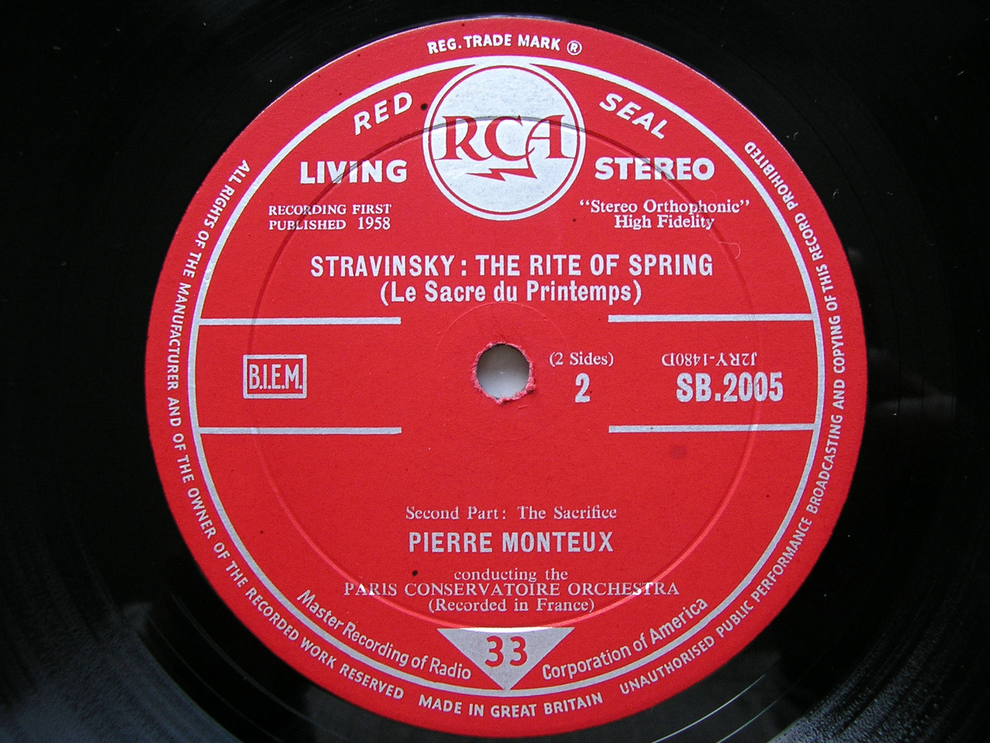 STRAVINSKY: THE RITE OF SPRING  MONTEUX / PARIS CONSERVATOIRE  SB 2005