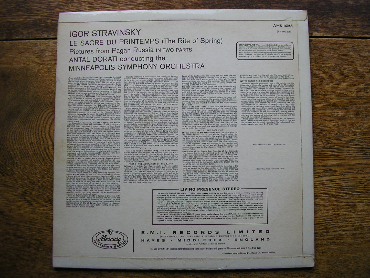 STRAVINSKY: THE RITE OF SPRING  DORATI / MINNEAPOLIS SYMPHONY  AMS 16065