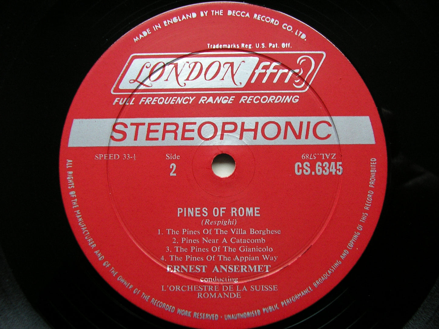 RESPIGHI: PINES OF ROME / FOUNTAINS OF ROME  ANSERMET / SUISSE ROMANDE  CS 6345
