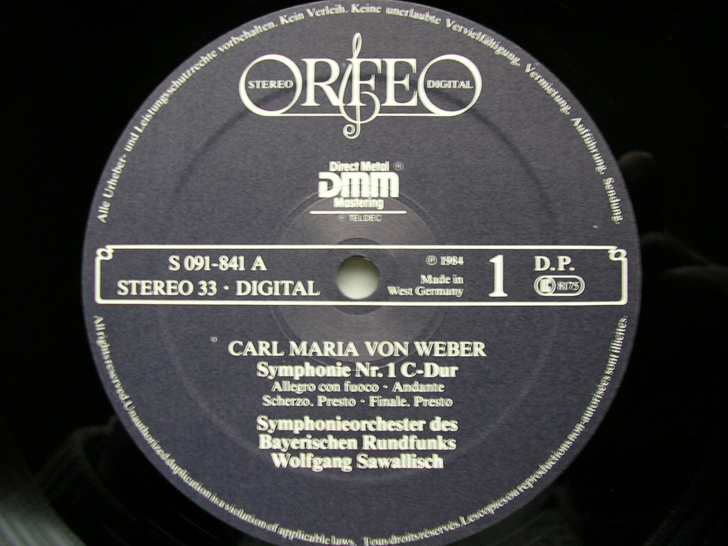 WEBER: SYMPHONIES Nos. 1 & 2  SAWALLISCH / BAVARIAN RADIS SYMPHONY  S 091 841 A