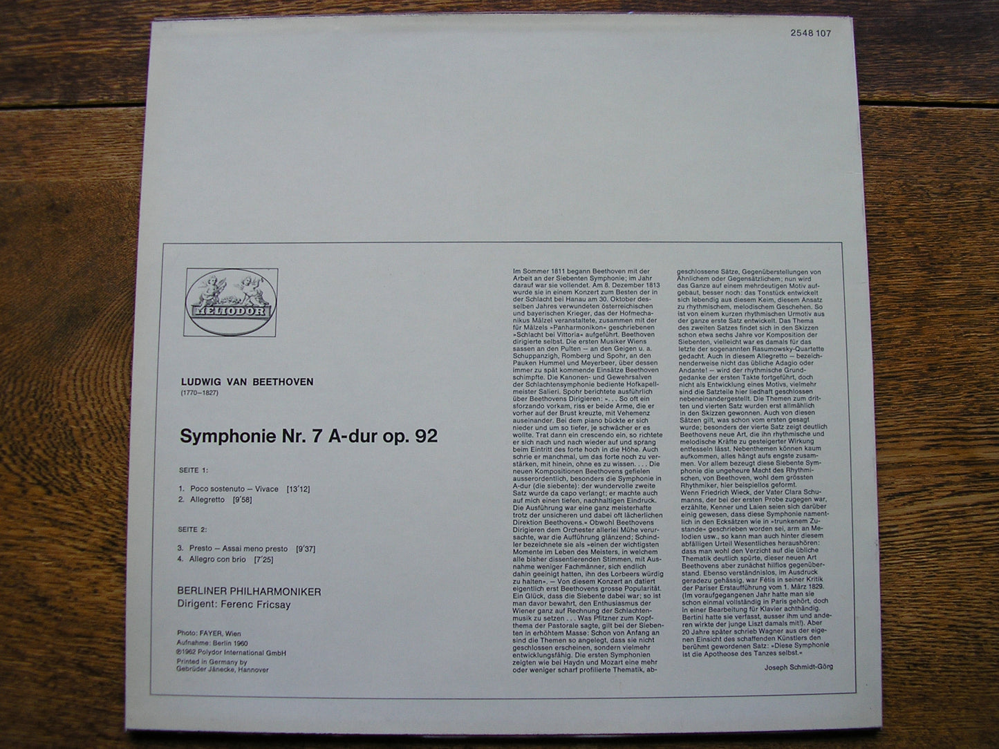 BEETHOVEN: SYMPHONY No. 7   FRICSAY / BERLIN PHILHARMONIC   2548 107