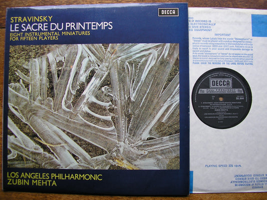 STRAVINSKY: THE RITE OF SPRING / EIGHT INSTRUMENTAL MINIATURES   MEHTA / LOS ANGELES PHILHARMONIC  SXL 6444