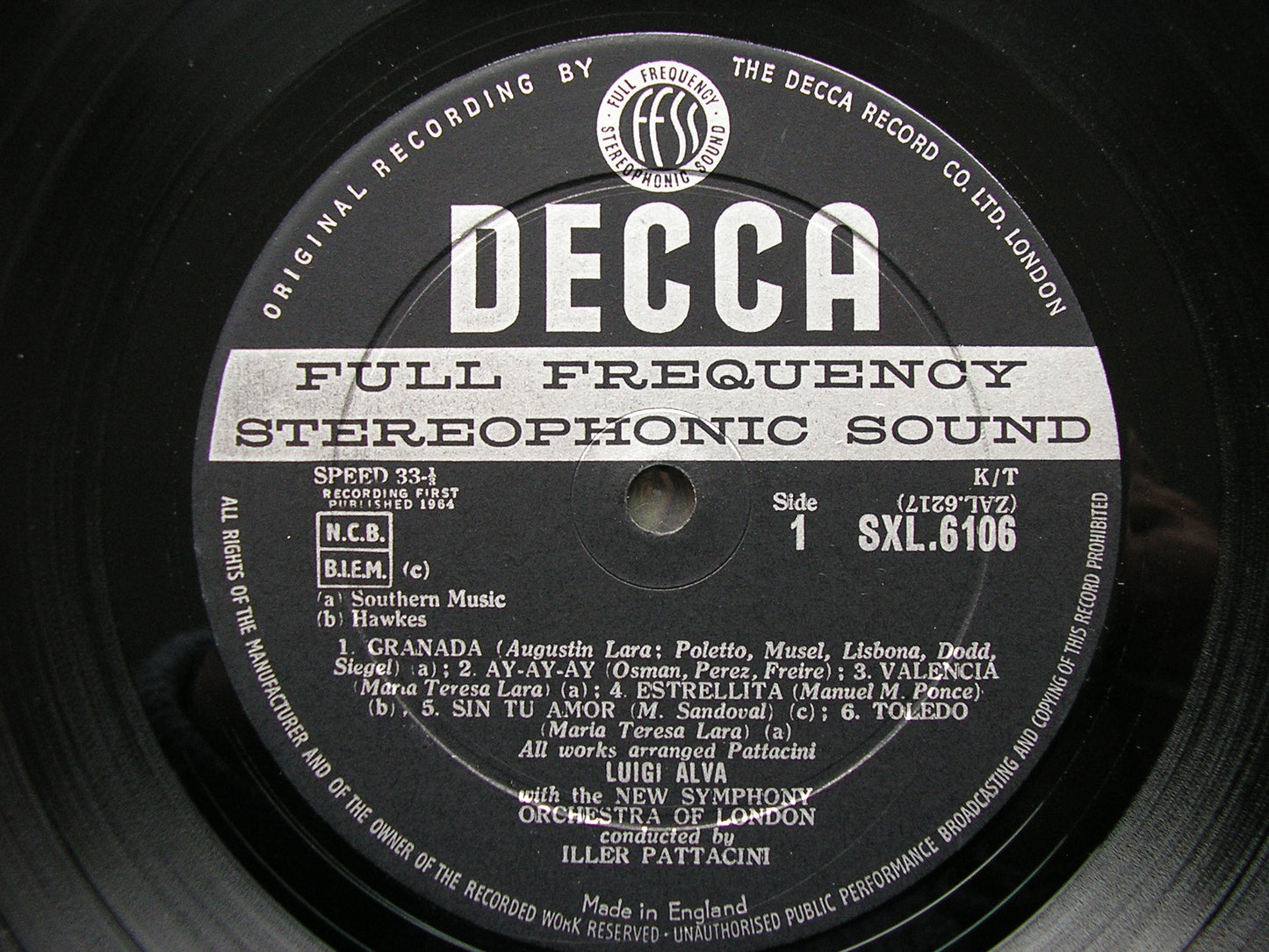 SXL 6106  LUIGI ALVA SINGS SPANISH & LATIN AMERICAN SONGS    ALVA / NSOL / PATTACINI