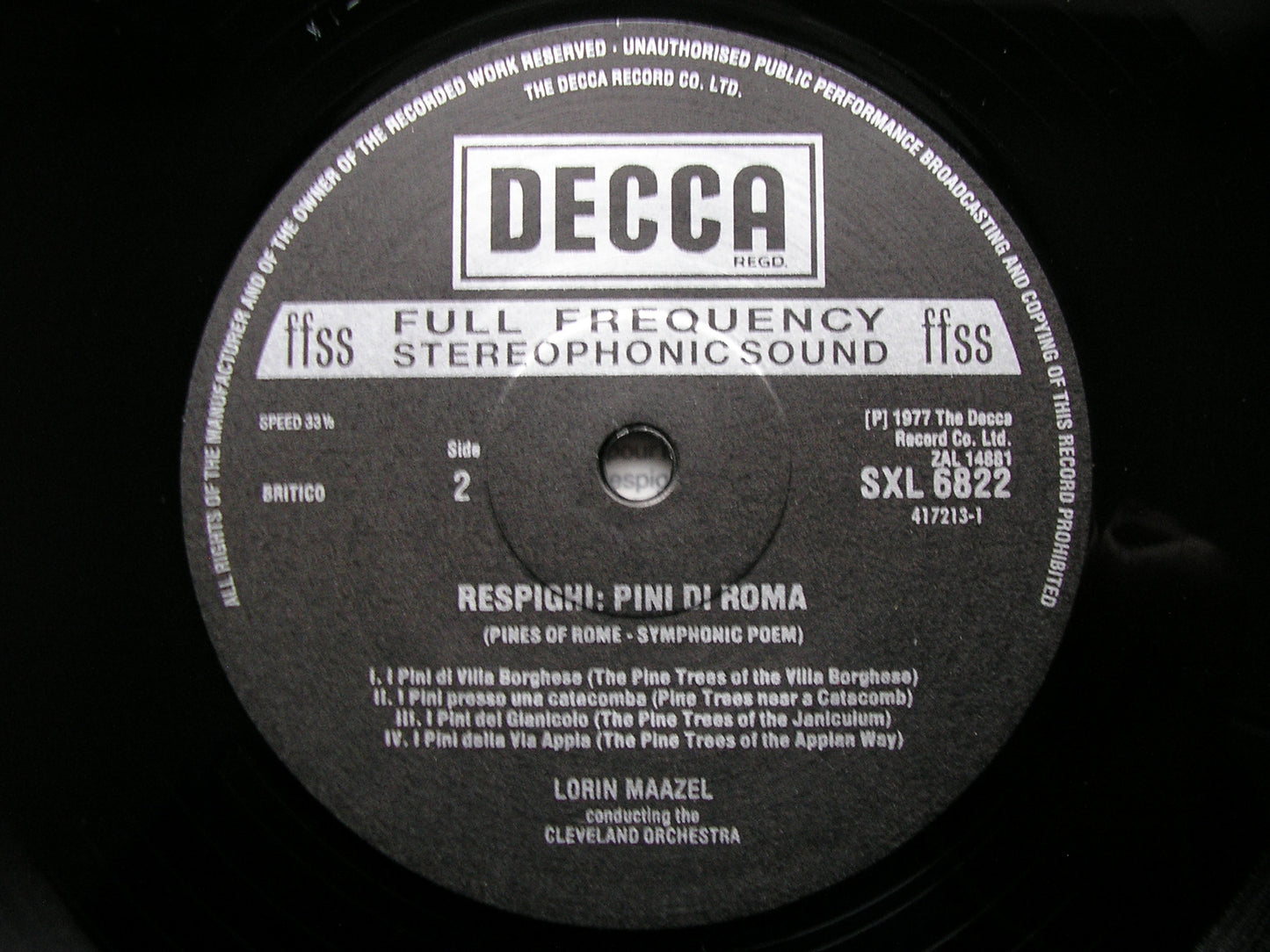 RESPIGHI: PINES OF ROME / ROMAN FESTIVALS   MAAZEL / CLEVELAND ORCHESTRA   CLASSIC RECORDS/DECCA SXL 6822