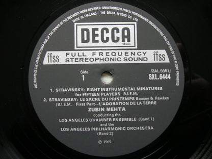 STRAVINSKY: THE RITE OF SPRING / EIGHT INSTRUMENTAL MINIATURES   MEHTA / LOS ANGELES PHILHARMONIC  SXL 6444